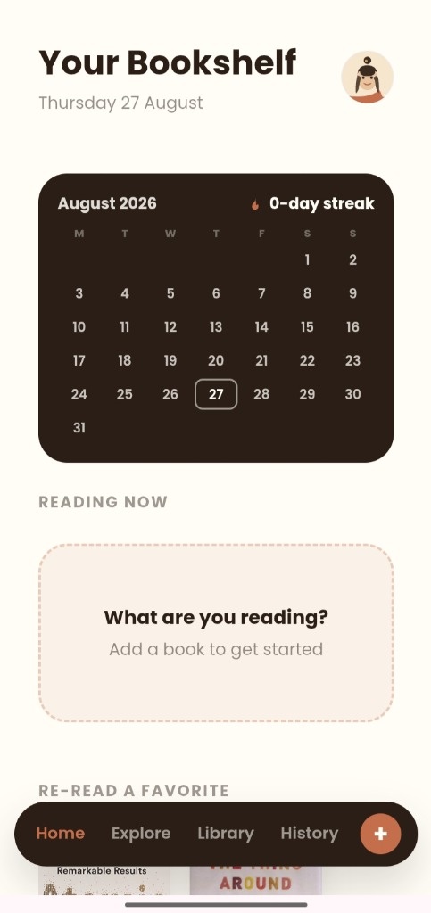 Bookshelf & Streak Calendar