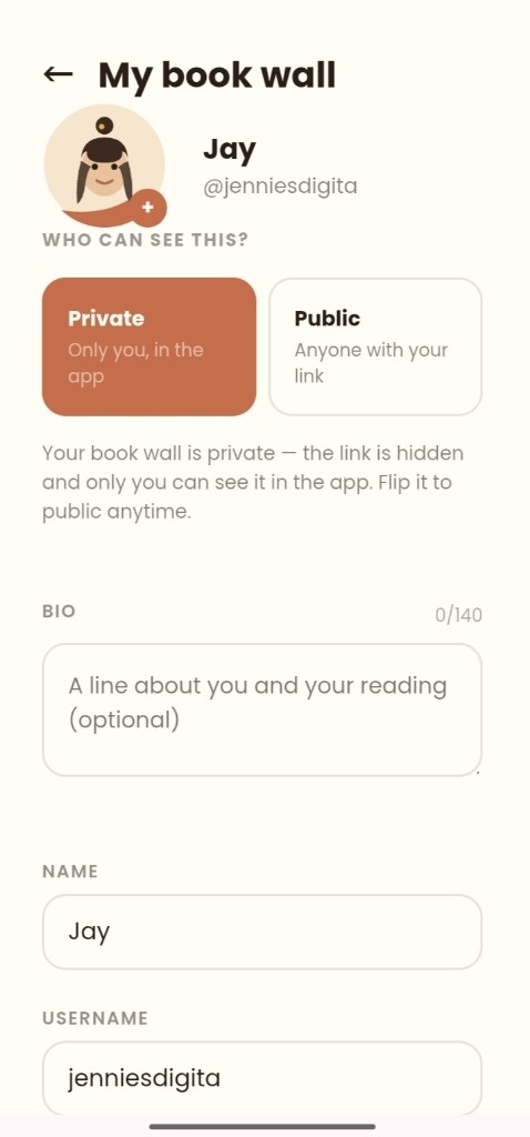 My Book Wall & Profile